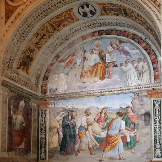 Madonna delle Lacrime, Cappella di San Francesco, di Giovanni di Pietro detto Lo Spagna, dipinta tra il 1518 e il 1520 (ph. MontagneAperte, 8 dicembre 2019)
