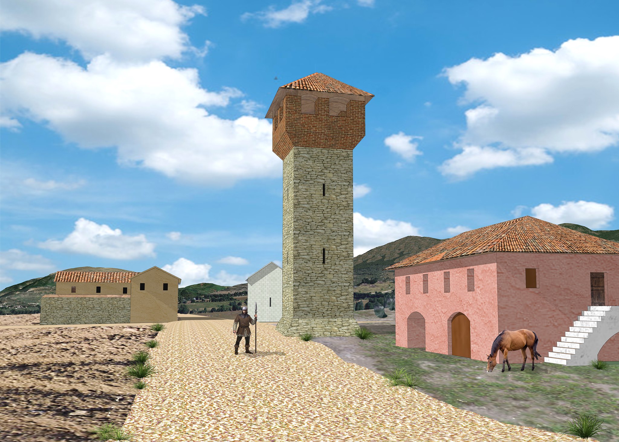 Ricostruzione di Borgo Trevi come poteva apparire intorno al 1500. Elaborazione: Stefano Bordoni