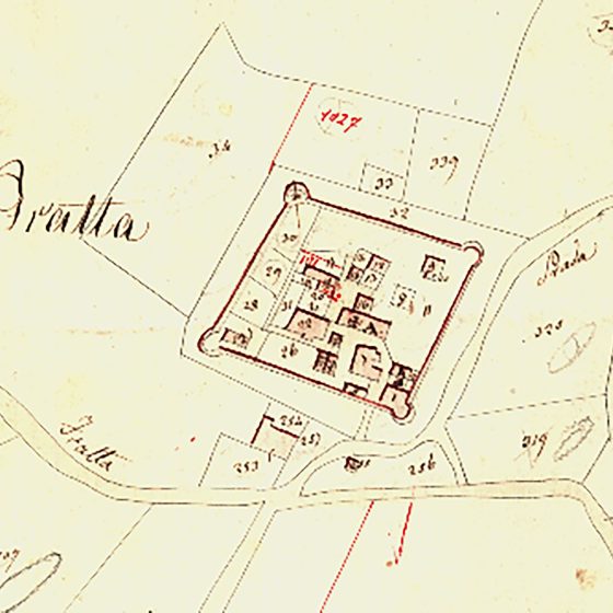 Fratta, Montefalco, mappa del Castello secondo il Catasto Gregoriano (1820) - Stefano Bordoni